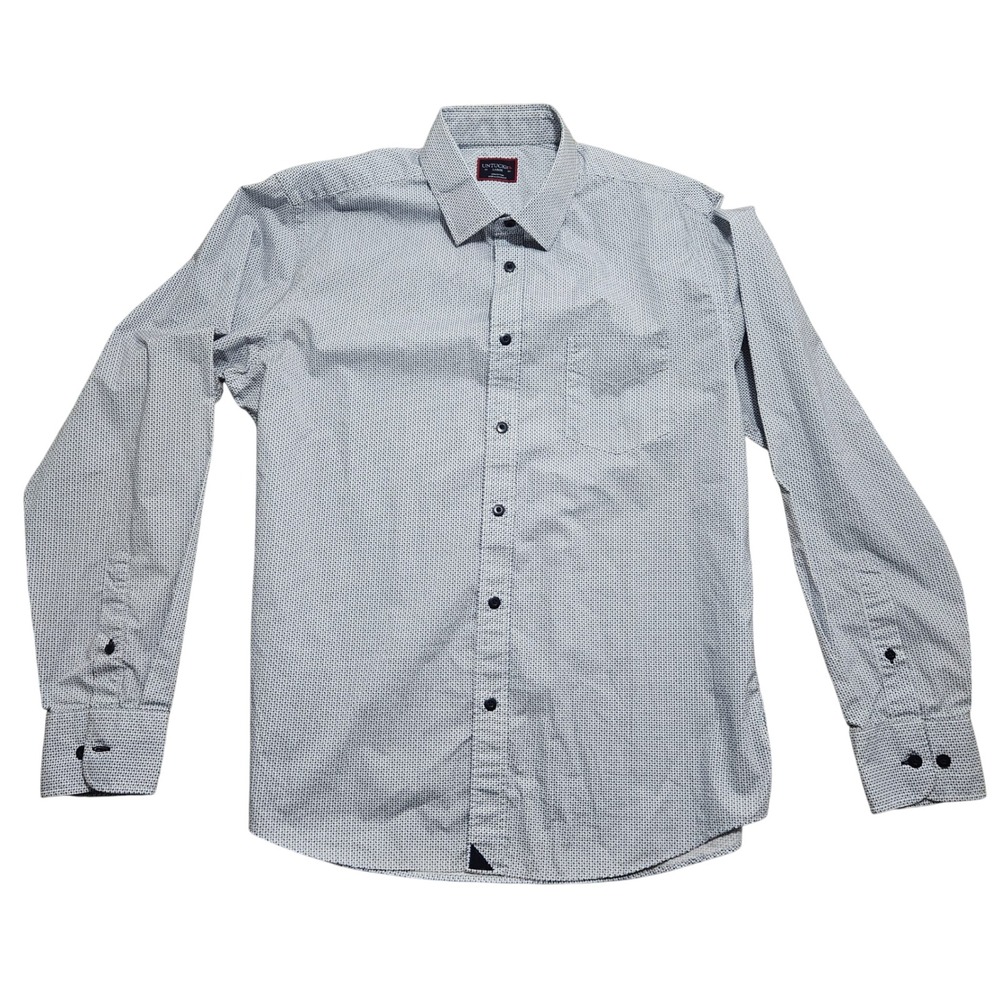 UNTUCKit Boyden Mens Large Regular Fit Blue Geometric Button Down Shirt 40470